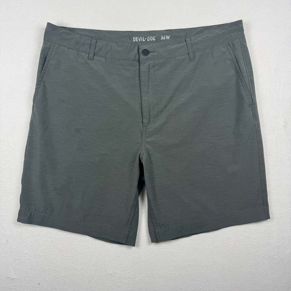 Devil-Dog Shorts Size 36W Gray Performance Flat Front